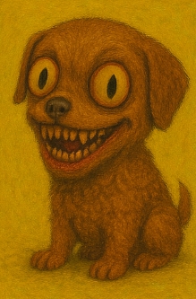 Smiling demonic puppy