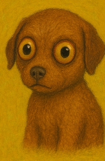 Sad looking puppy with big eyes